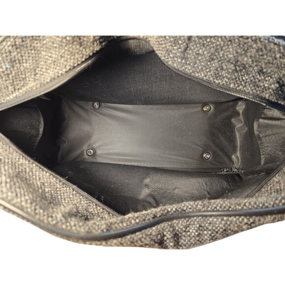 Vintage PIERRE CARDIN Gray Black Tweed Carry On Shoulder Bag with Strap Unisex - Picture 7 of 13